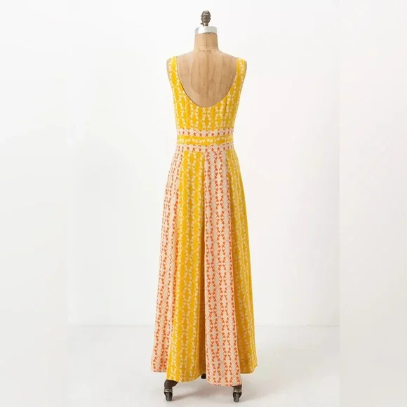 Anthropologie Hummingbird Silk Maxi Dress Charlotte By Charlotte Taylor - Picture 9 of 9